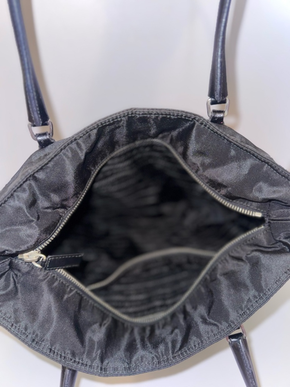 Prada Black Nylon Tote with Leather Trim - Picture 3 of 7